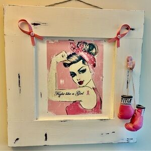 Breast Cancer Pink 'Fight Like a Girl' Wall Art
